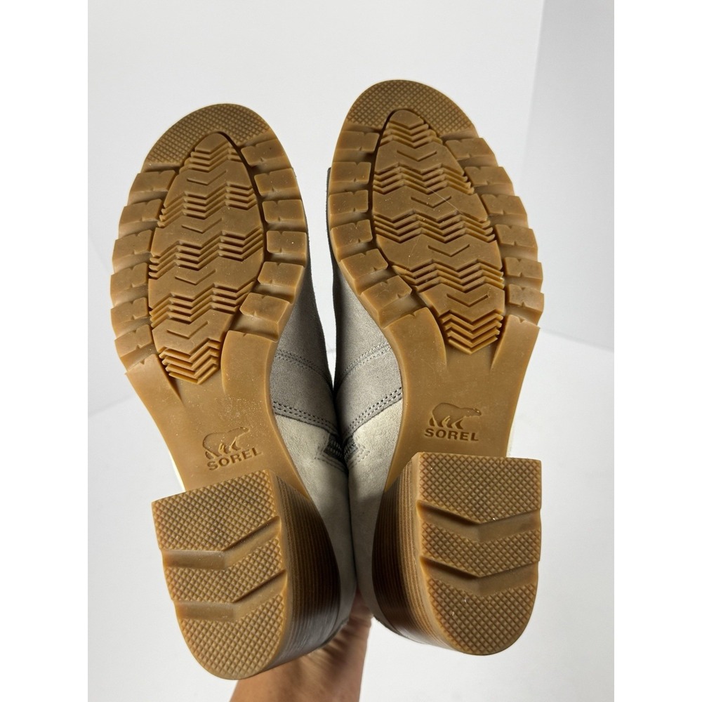 Sorel Nadia Peep Toe Bootie Suede Leather Block Heel Chunky Boho Gray Size 9.5 - Picture 12 of 14